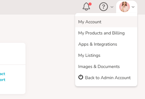 An image of the Profile menu at the top right of an account expanded, showing the "My Account" menu option.