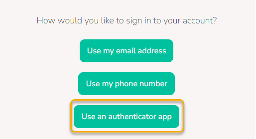 An image of the "how would you like to sign in to your account?" page highlighting "use an authenticator app"