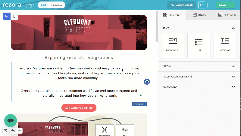 A gif showing an "Image" content block getting dragged into an email. The user clicks the "Browse"button, then selects the "My Files" folder, and "inserts" an image.