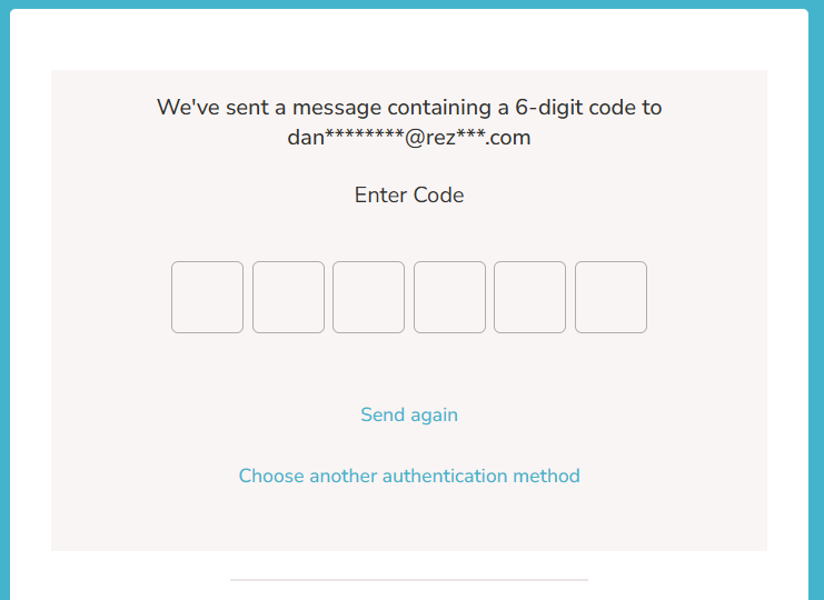 An image of the Verification Code page that agents see when they go to sign in using the newly created account.